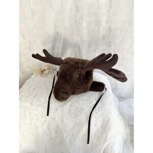 Vintage 80s Brown moose head Fleece hat by the Rocking Horse Company Seattle